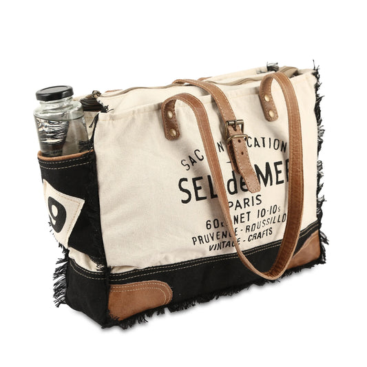 Vintage crafts bags sel de mer upcycled canvas hand bag upcycled canvas tote bag radiant leather bag