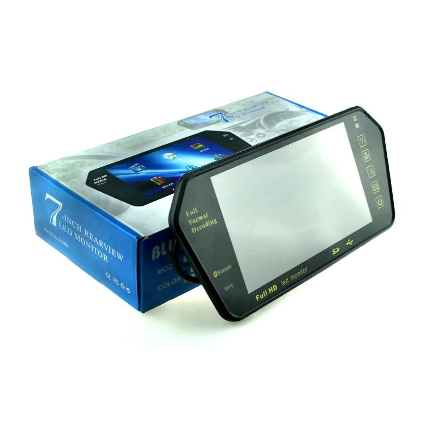 7 inch tft lcd display 800*480 parking system rear view camera mp5 usb/sd/fm car mirror monitor transimitter night vision 12-24v