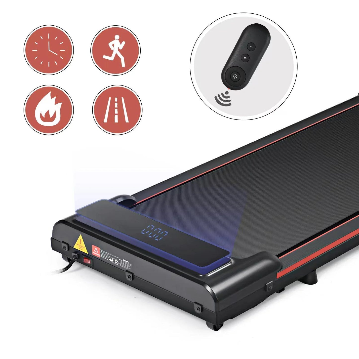 Seizeen walking pad, under desk treadmill for home office, portable treadmill small size with remote control, led display, 2-in-1 walking & jogging fitness machine, 300lbs, 0.6-3.8mph speed, red