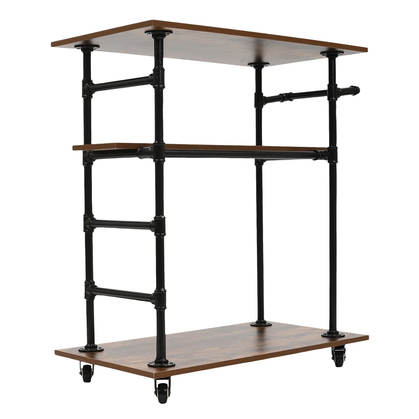 3 layers 31.5"l x17.7"w x39.4"h kitchen cart removable hooks w/ universal wheels