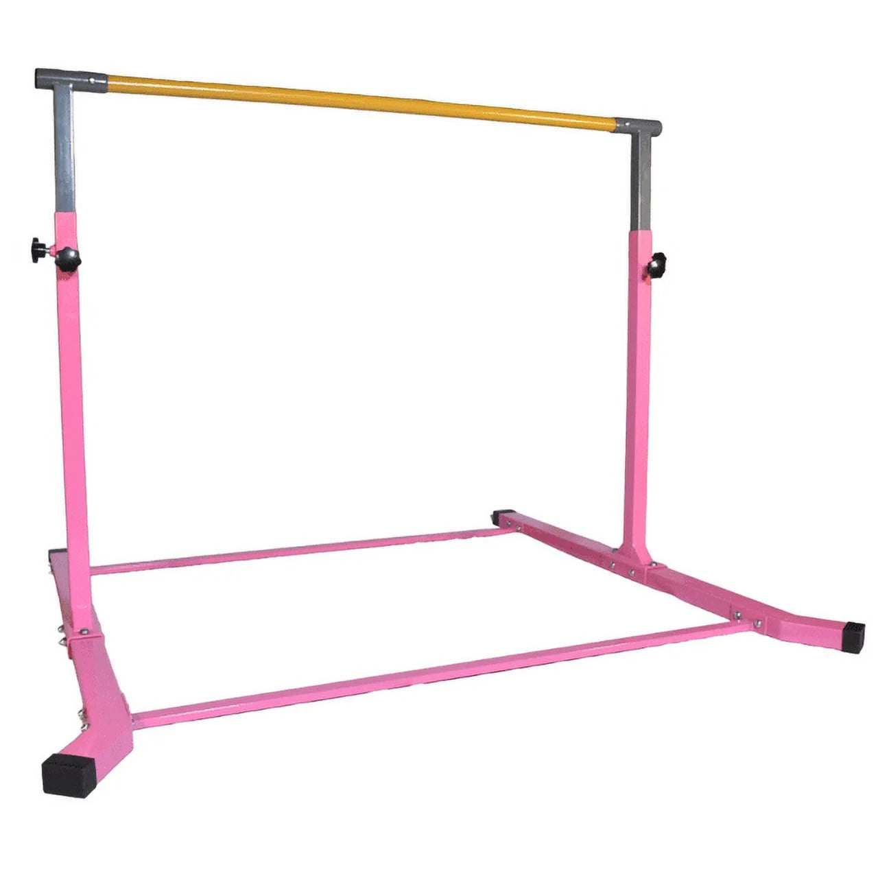 5 star-td pink gymnastic kip bar - adjustable 3-5ft junior training equipment, heavy duty horizontal bar with curved legs for kids home gym, strong and durable