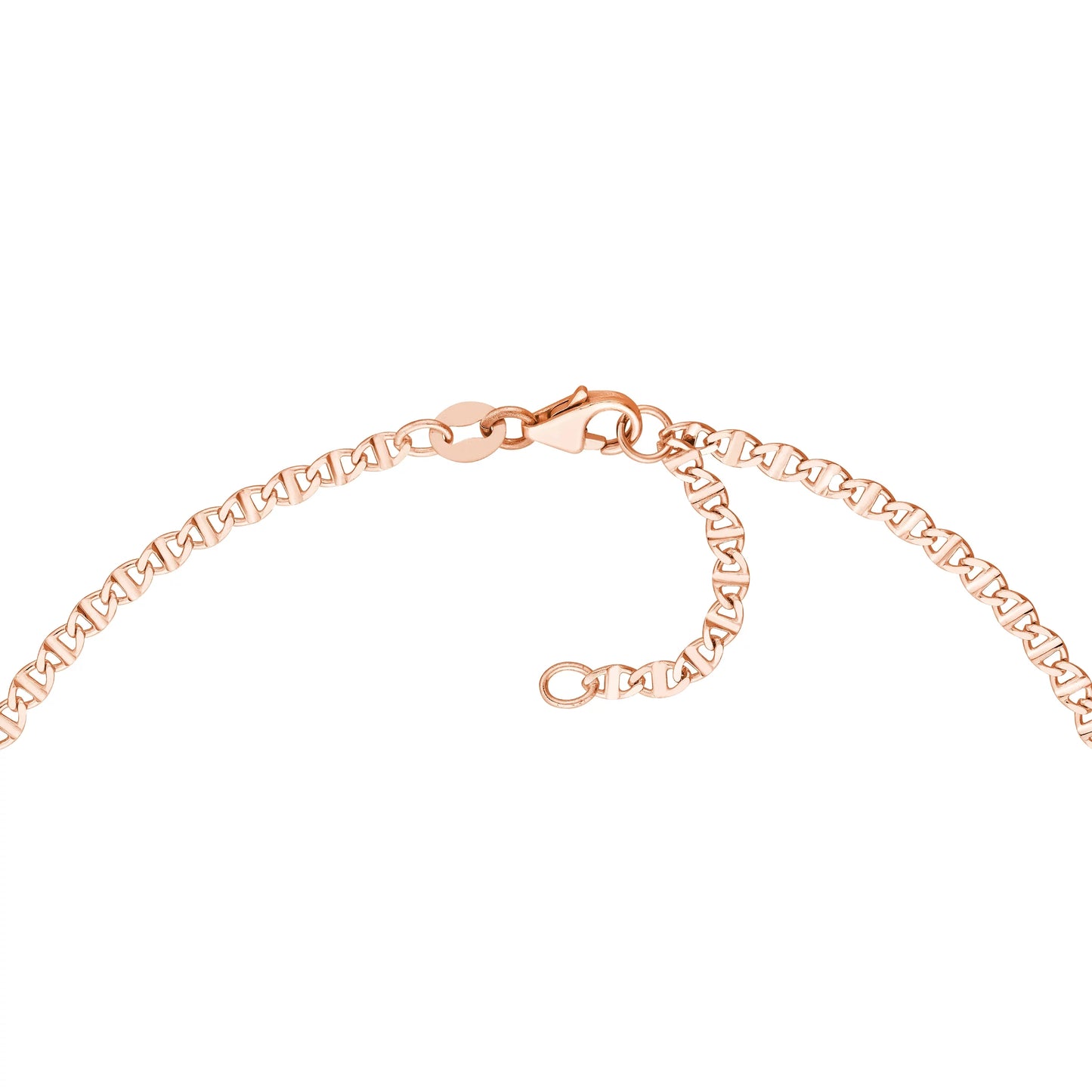 14k rose gold women's 9"-10" adjustable 2.20mm flat mariner link anklet