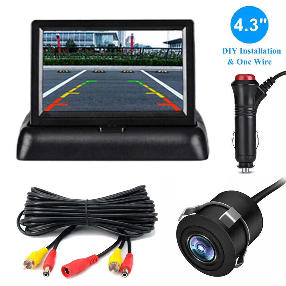 4.3in foldable lcd display monitor car rear view backup led night camera