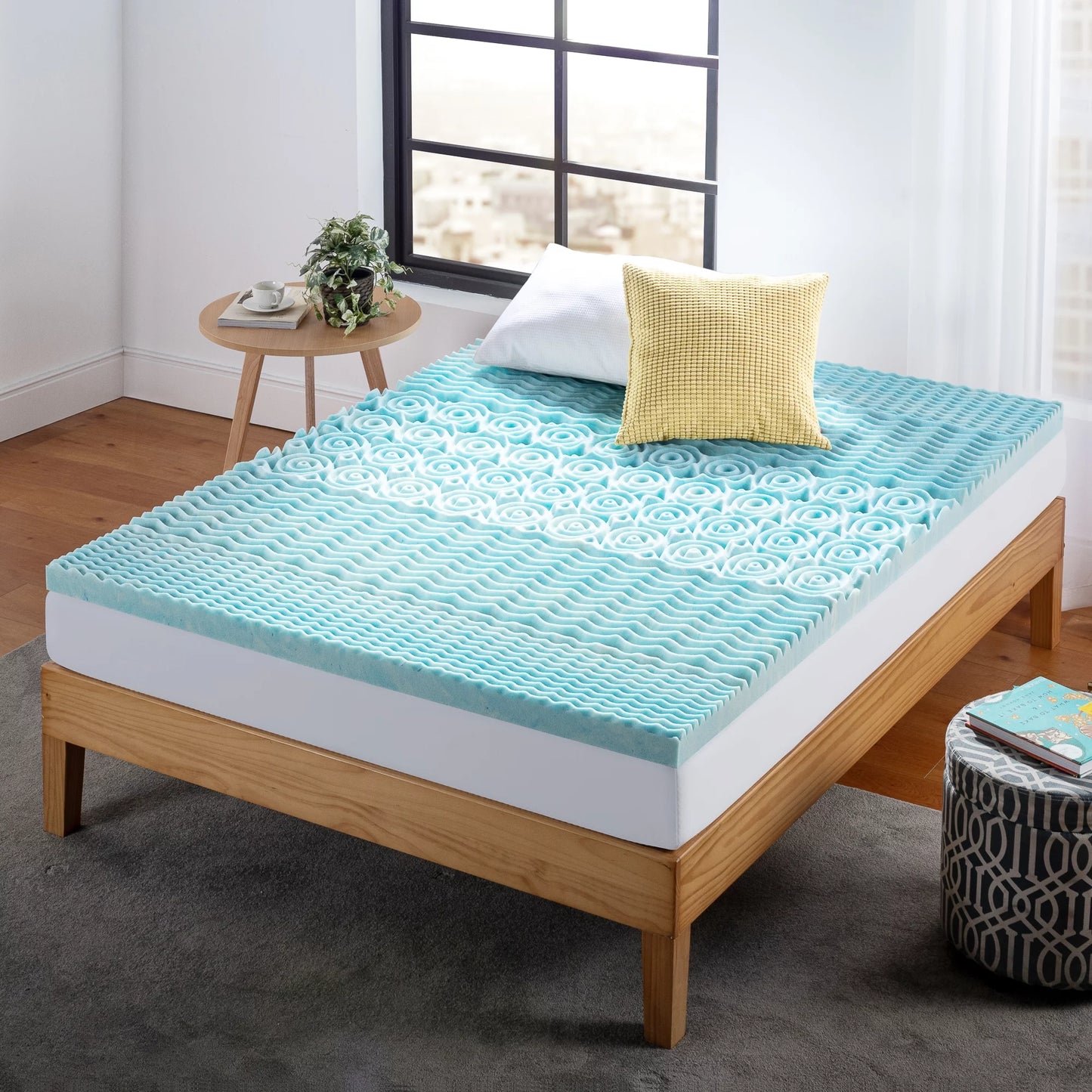 Spa sensations by zinus 2" green tea cooling gel memory foam zoned support mattress topper, full