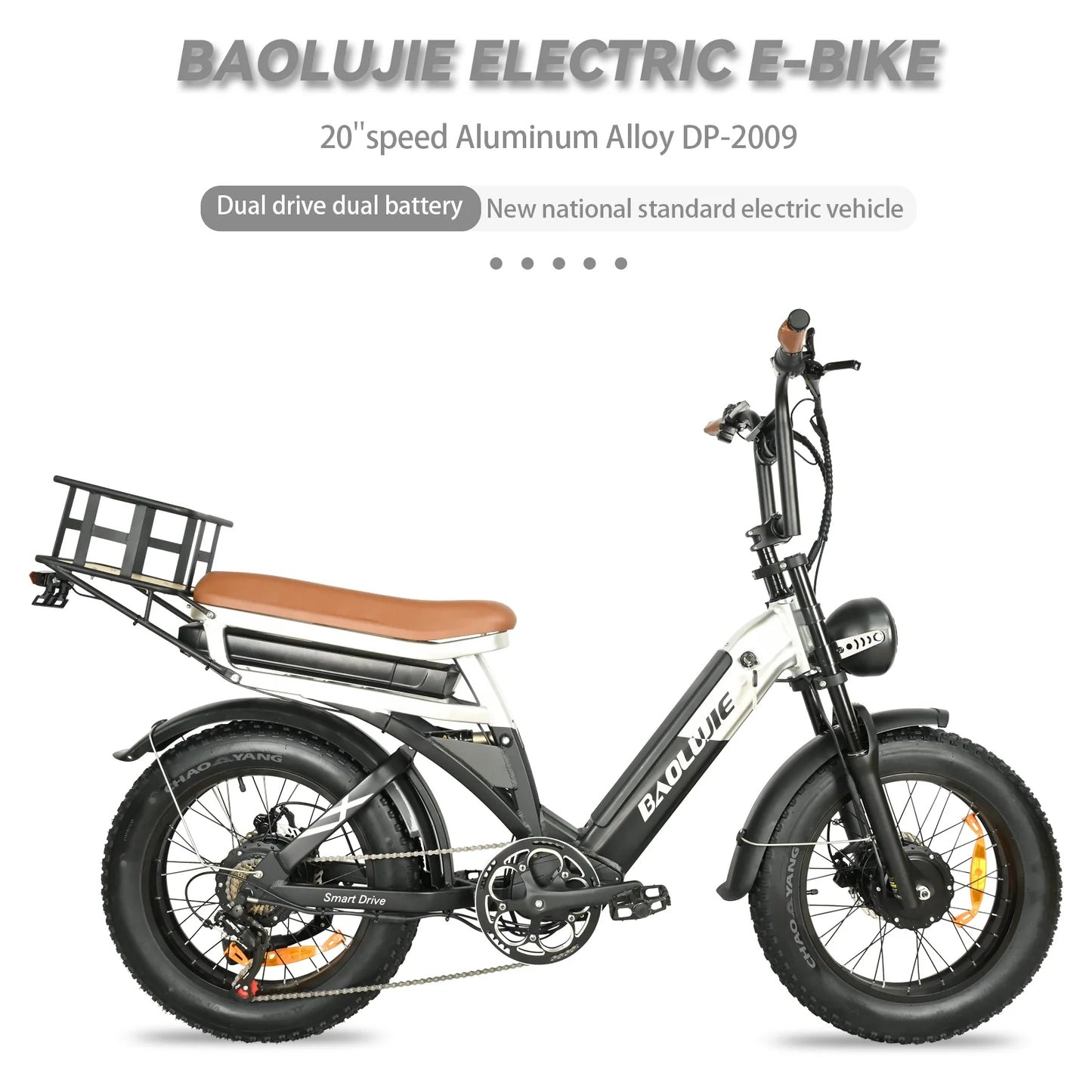 2000w dual motors ebike 48v30ah(15ah+15ah dual battery) 35mph electic bicycle 20''*4.0 fat tire smn 7 speed hydraulic disc brake 100 miles max range electric bike lockable suspension black  rear shelf