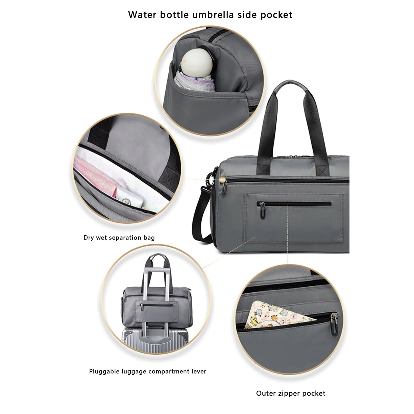 Travel duffel bag for women men overnight bag small sports bag with dry wet pocket and shoes compartment