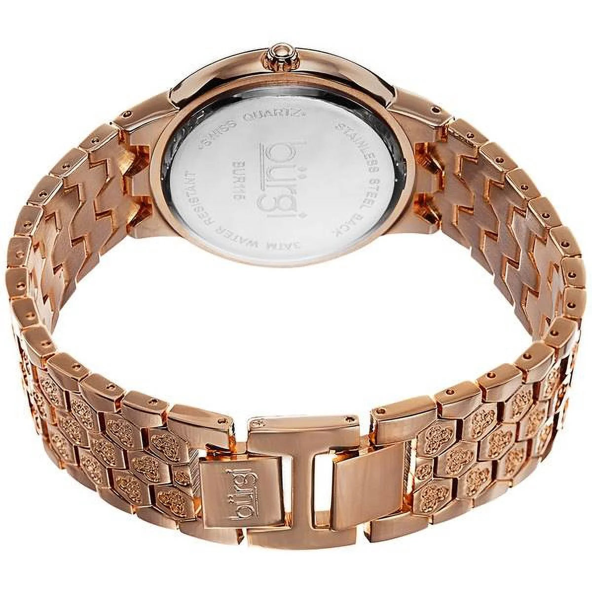 Women's swiss quartz crystal-accented brass rose-tone bracelet watch