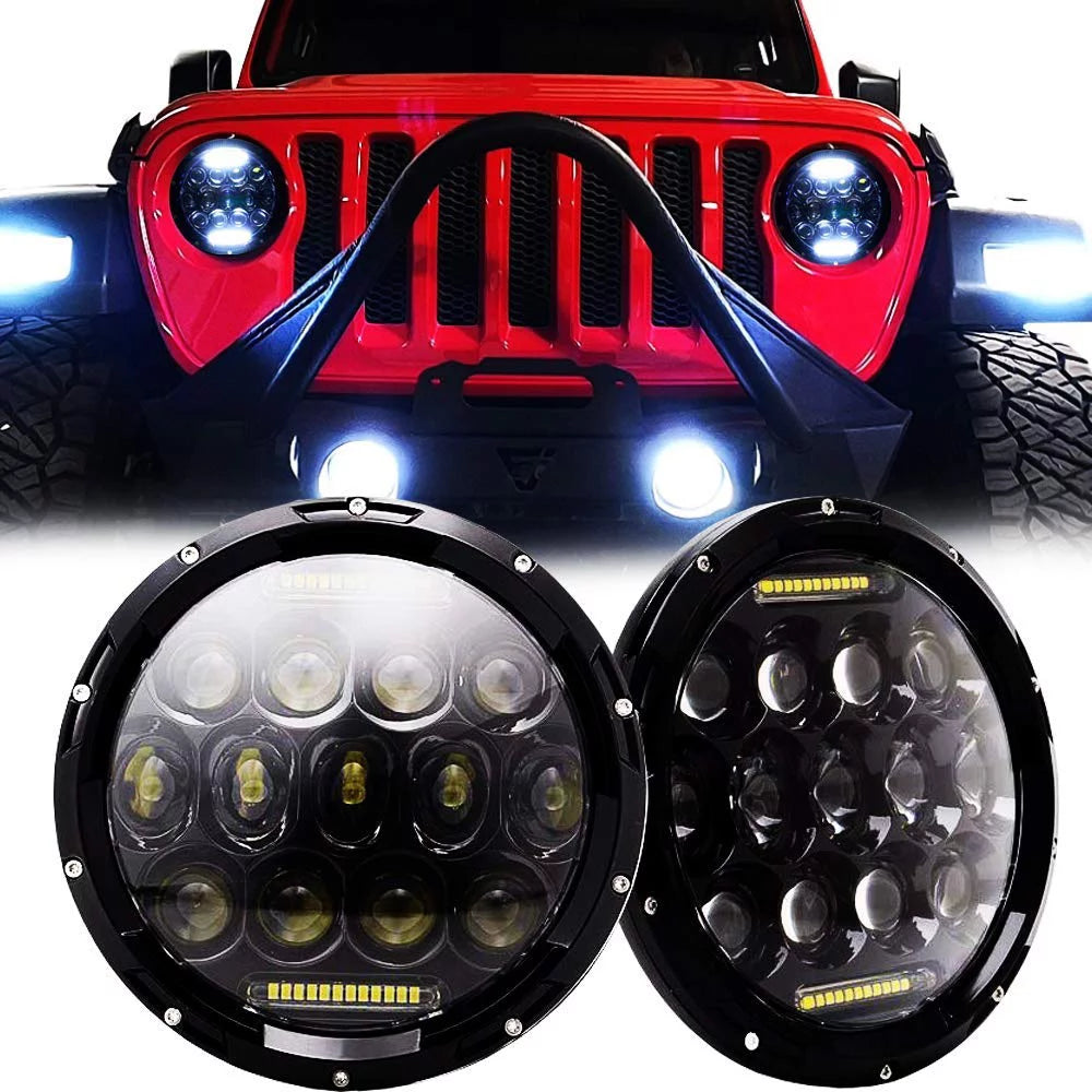 7 inch led halo headlights for jeep wrangler jk tj lj car truck hi/lo beam with drl angel eyes 2pcs h6014 h6015 h6017 h6024