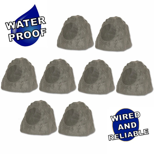 Theater solutions 8r8sg outdoor slate 8" rock 8 speaker set for deck pool spa yard garden