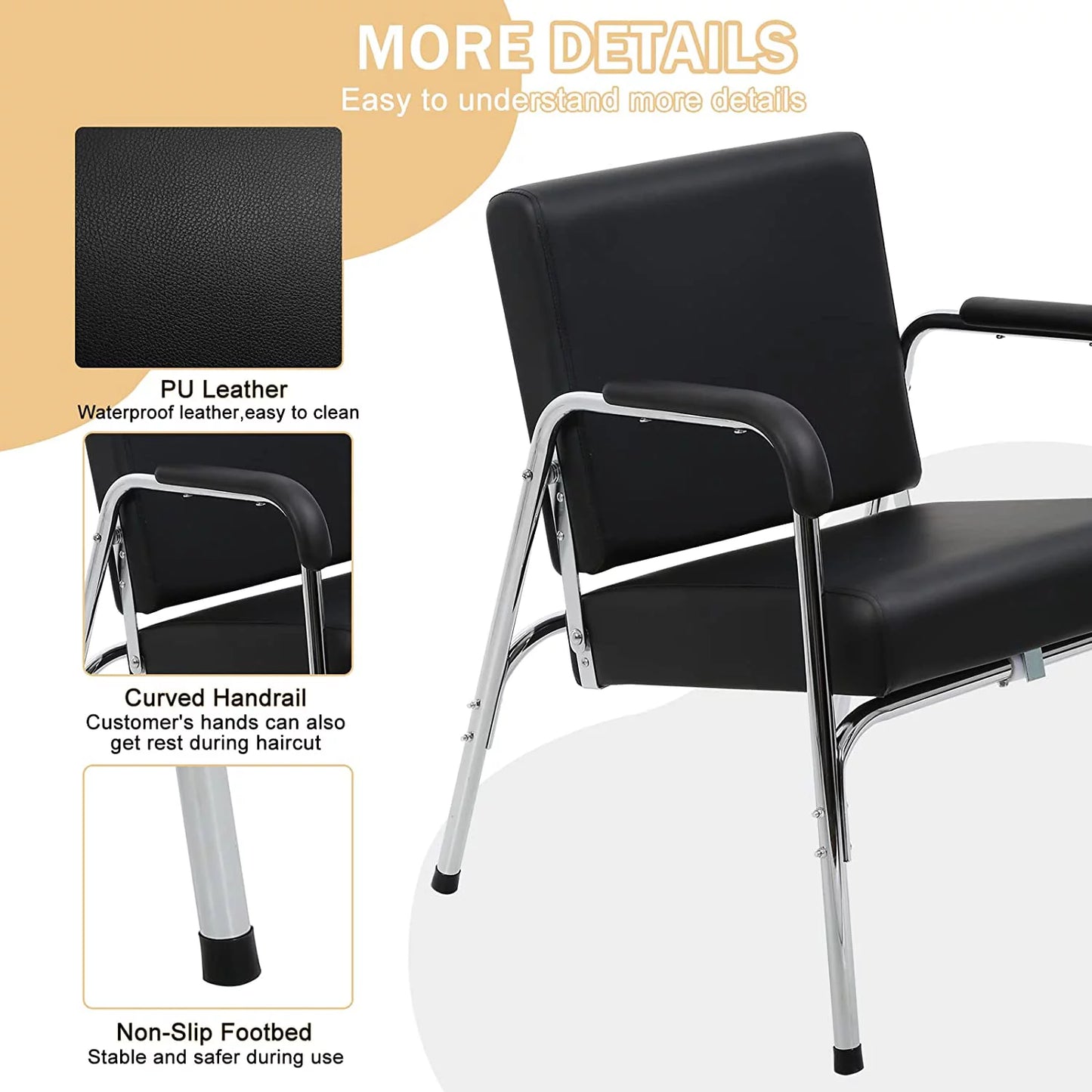 Salon chair for hair stylist barber chair hair stylist chair heavy duty modern fashion auto reclining shampoo chair spa beauty equipment for women men, black