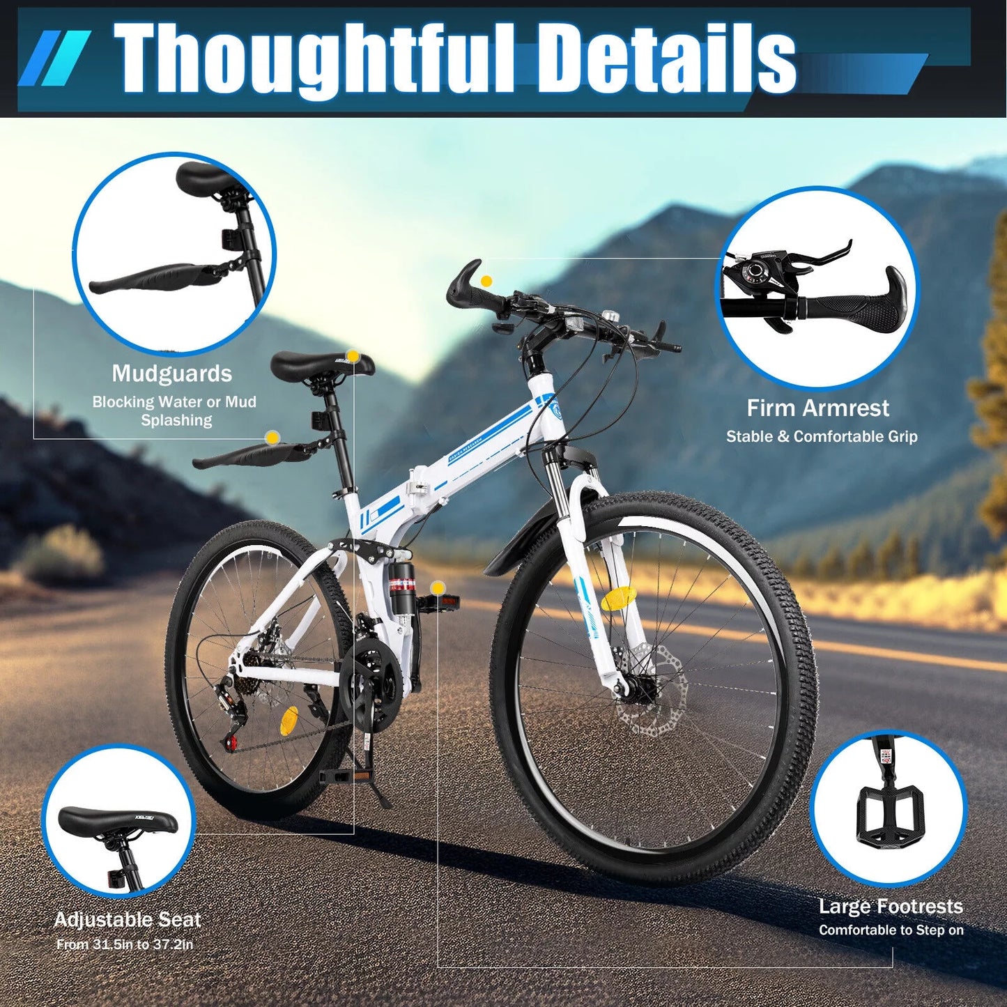 Shzicmy  26" folding mountain bike 21 speed men bikes mtb bicycle school dual disc brake