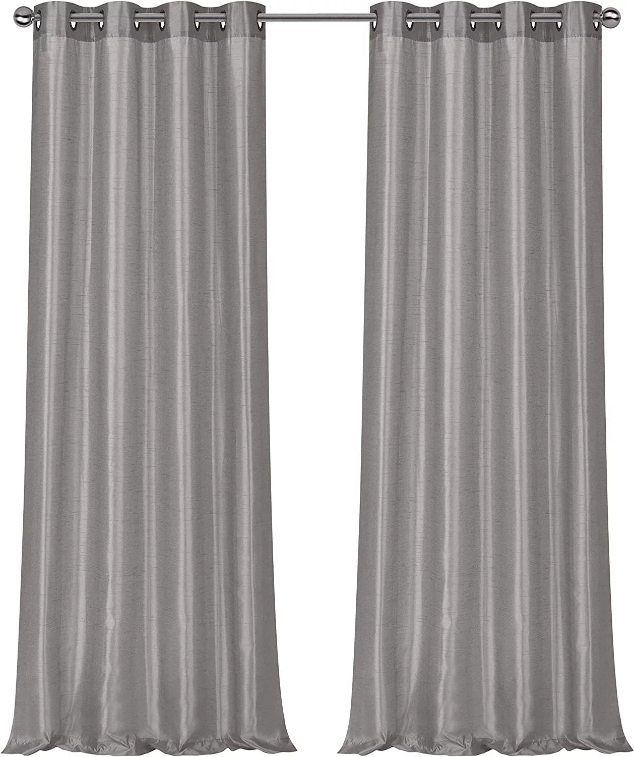 2 pack: regal home collections ultra luxurious semi sheer shimmer grommet top curtain panels - silver/gray