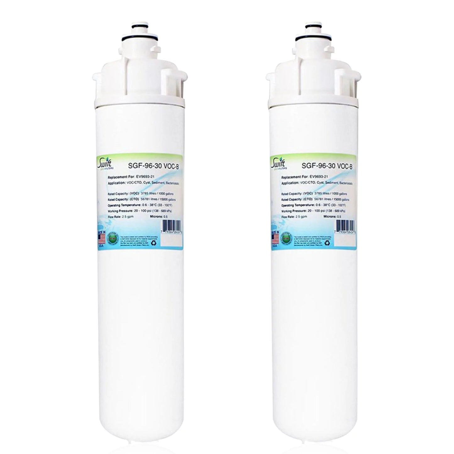 Swift green filters sgf-96-30 voc-b compatible commercial water filter for ev9623-21, made in usa (pack of 2)