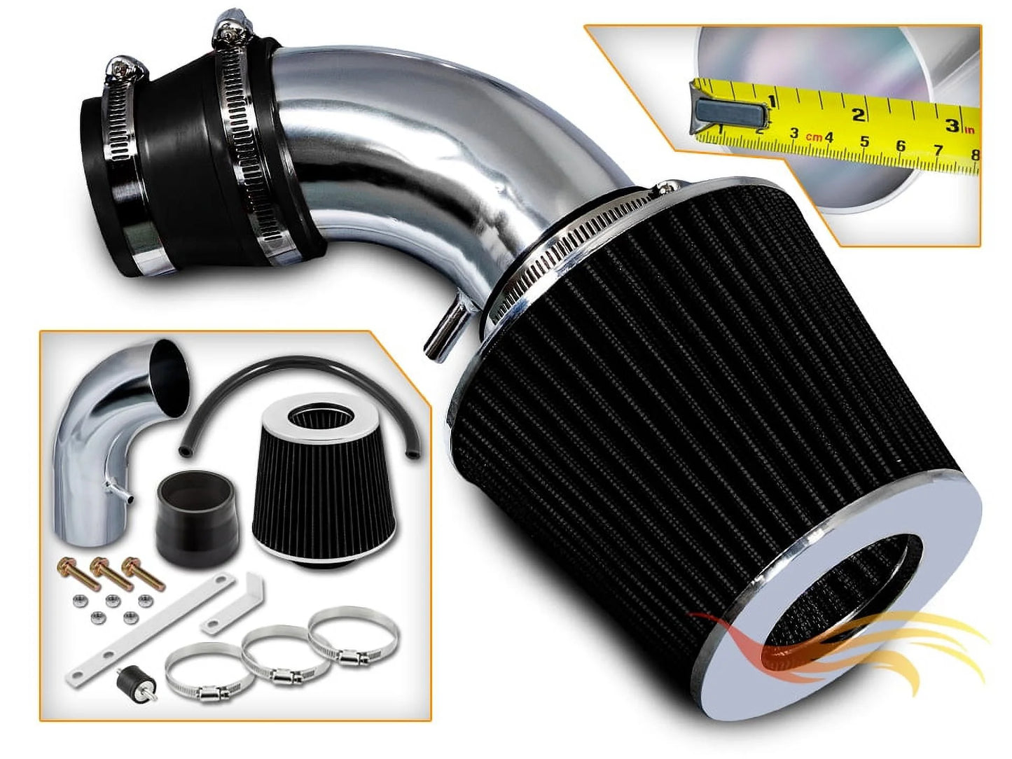 Rtunes racing short ram air intake kit + filter combo black compatible for 01-03 hyundai elantra 2.0l â€¦