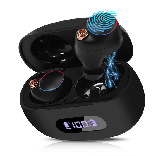 Urbanx true wireless bluetooth earbuds + charging case, black, dual connect, ipx5 water resistance, bluetooth 5.2 connection, balanced, bass boost compatible with lenovo tab m8 (hd)