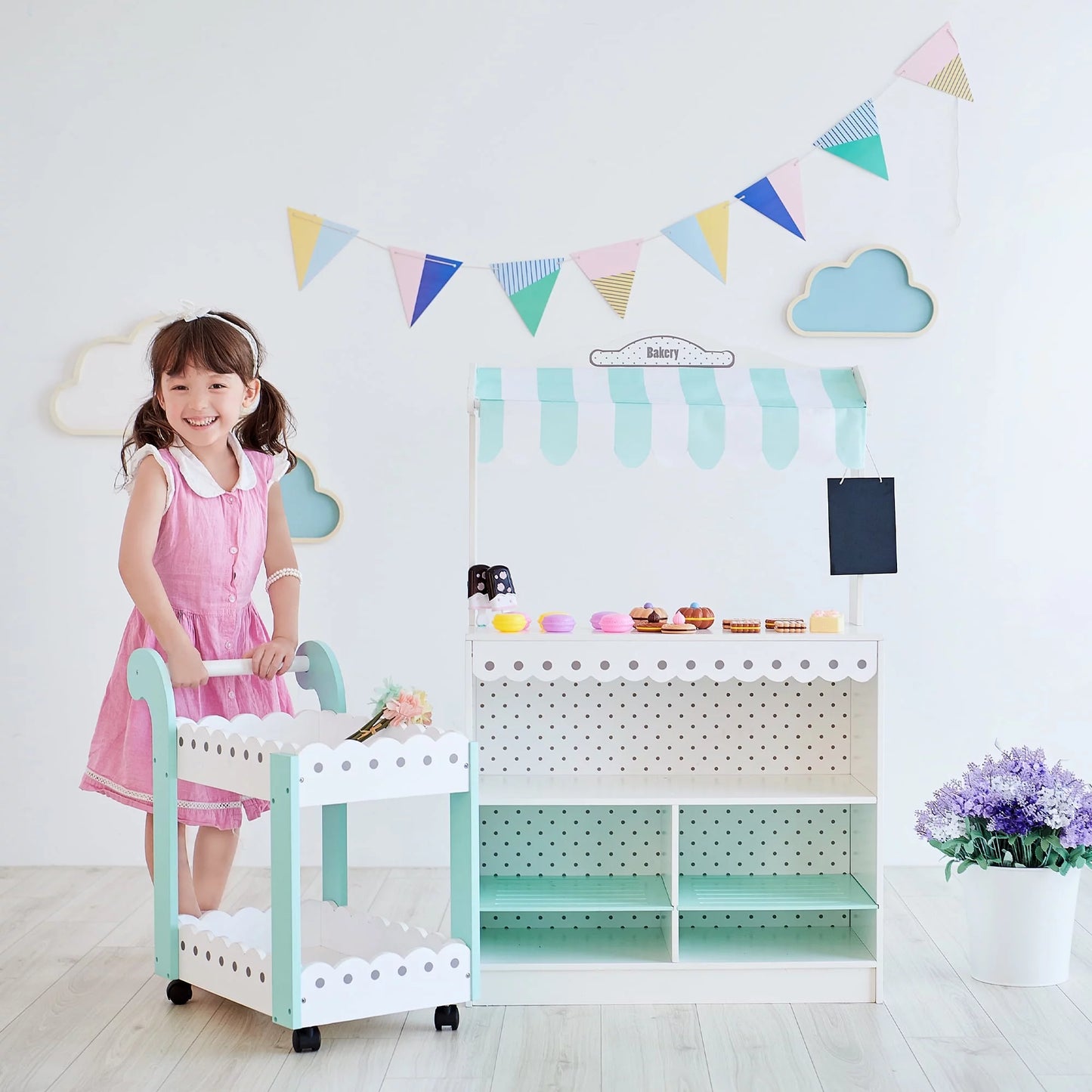 Teamson kids my dream bakery shop and pastry cart wooden play set