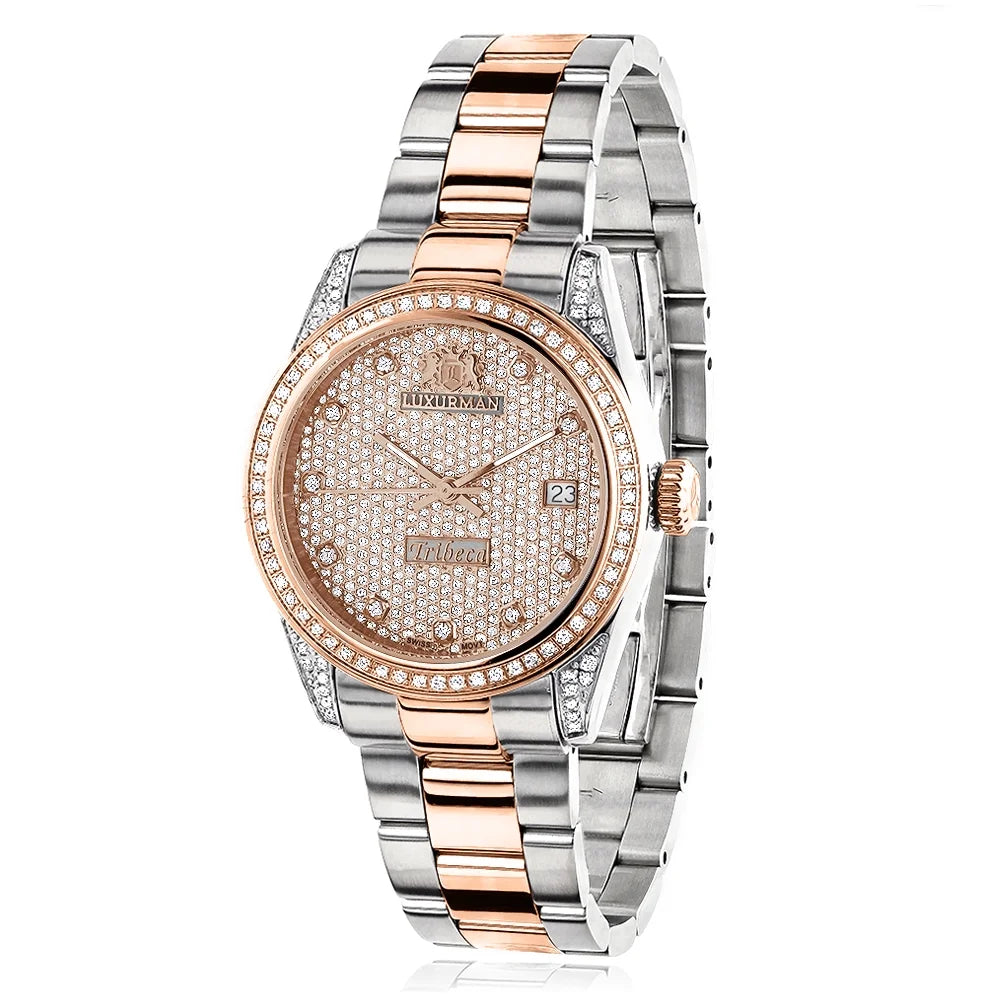 Tribeca two tone rose gold plated women's diamond watch 1.5ct