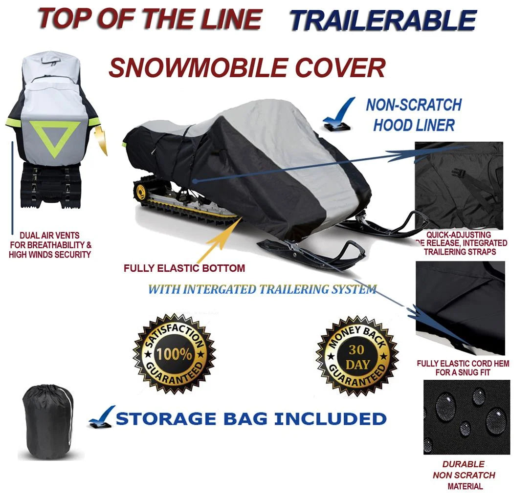 600d snowmobile travel and storage cover compatible for 2010-2010 model year ski doo bombardier gsx sport 550f sleds. slush and mud protection