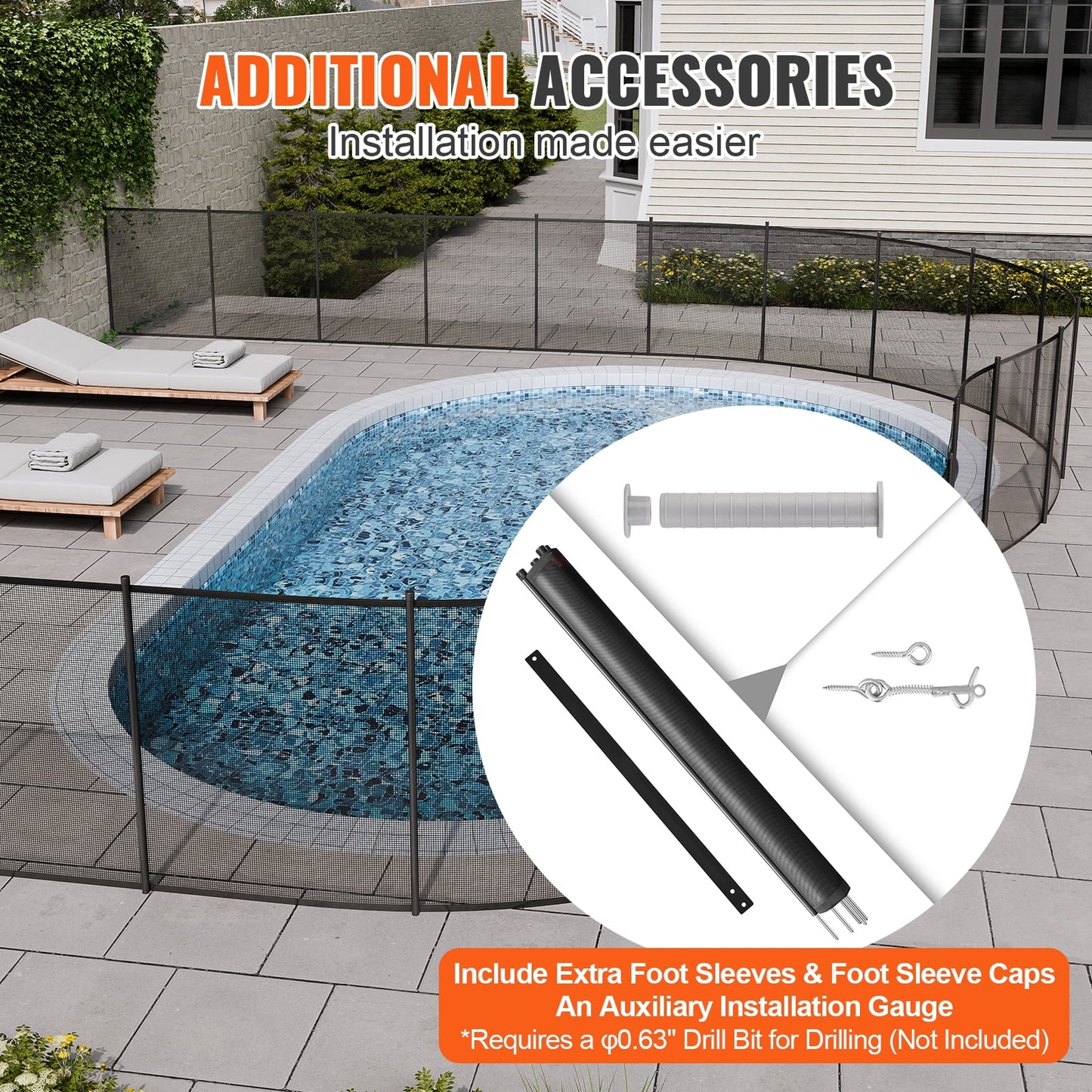 Skyshalo 4 x 12 ft  pool fence detachable pool fence for outdoor underground swimming pools