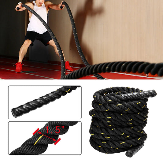 1.5" training rope battle rope workout training undulation rope, 50ft length fitness battle rope heavy duty gym fitness workout combat battle ropes for strength power training, 15m