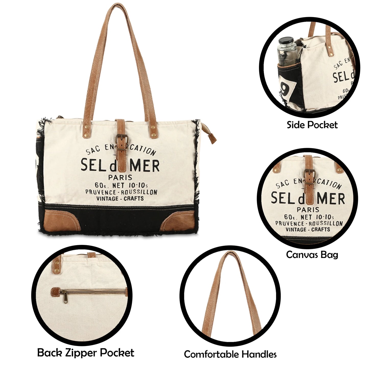 Vintage crafts bags sel de mer upcycled canvas hand bag upcycled canvas tote bag radiant leather bag